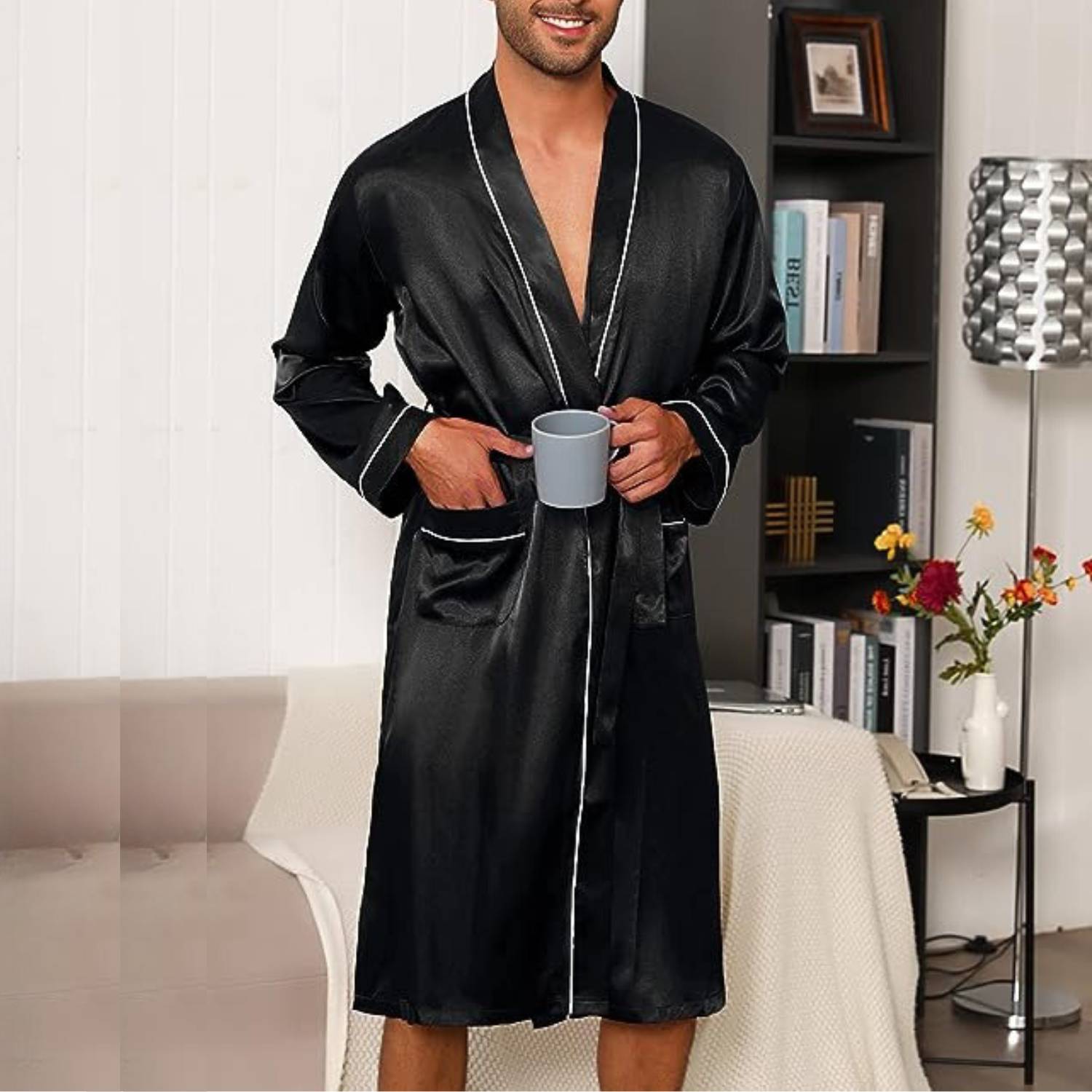 buy mens satin robe kimono dressing gown silk