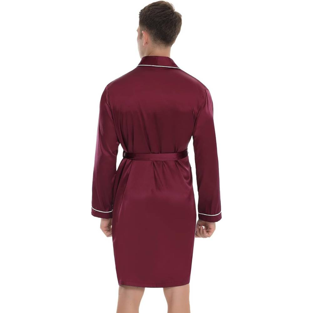buy red satin silk kimono for men
