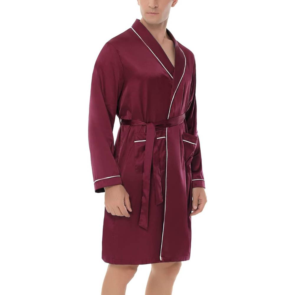 buy red satin silk kimono