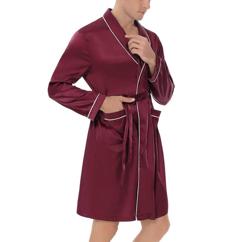 Mens Silky Satin Lounge Robe