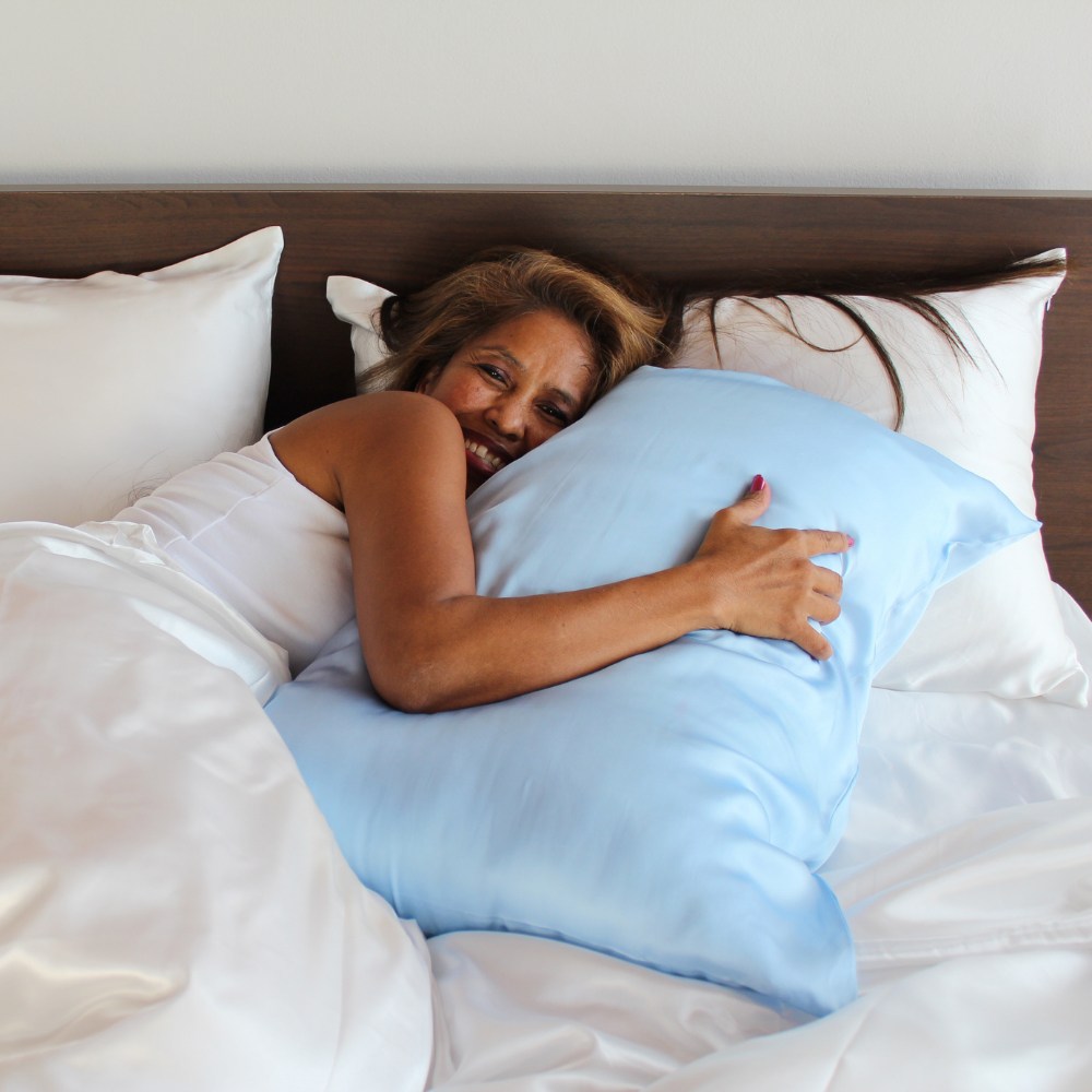 Light Blue Silk Pillowcase