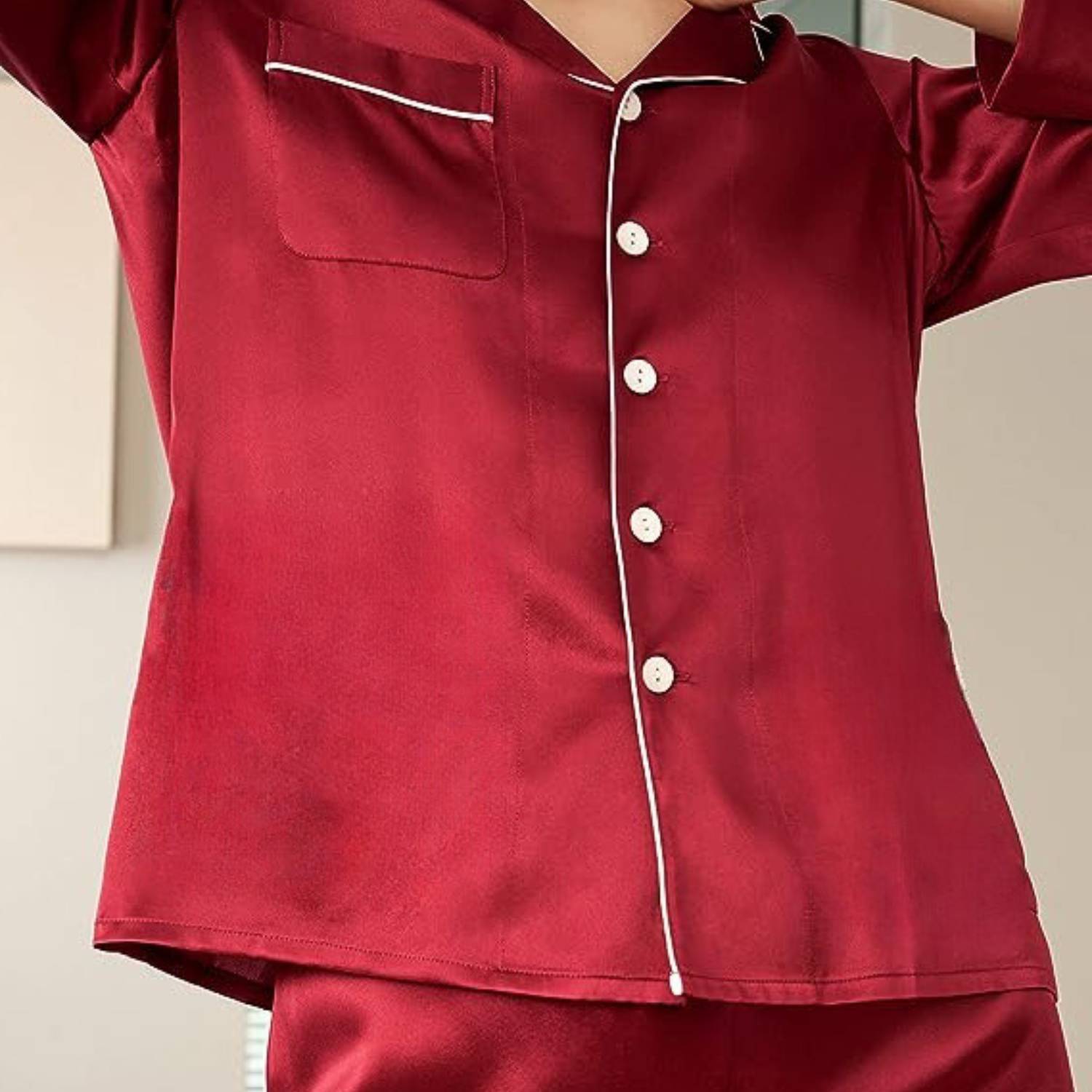 buy red womens silk pyjama